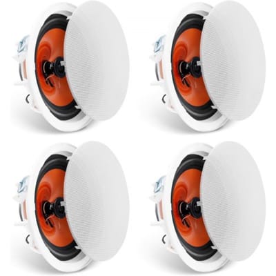 VEVOR 4-pack 20cm plafondluidsprekers, 100W plafond- en wandluidsprekersysteem met 8Ω impedantie en gevoeligheid van 89dB, voor thuis, keuken, woonkamer, slaapkamer of overdekte veranda