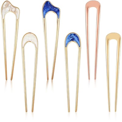 Dailygoods- Haarspelden Metalen U-vorm - Franse Stijl - Kapselaccessoires - Voor Vrouwen - Goud/Blauw - Voor Knotten - Haaraccessoires