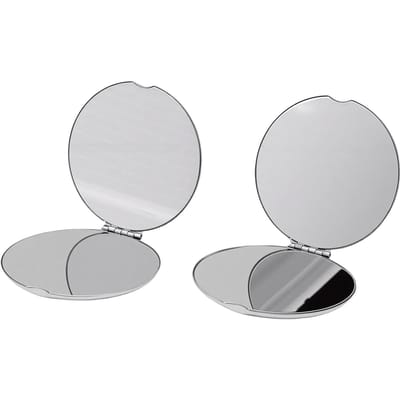 2 stuks Roestvrij Staal Spiegel Dubbelzijdig Draagbaar Opvouwbaar Onbreekbaar Make-up Spiegel voor Handtas Zak Rond 2,6 inch