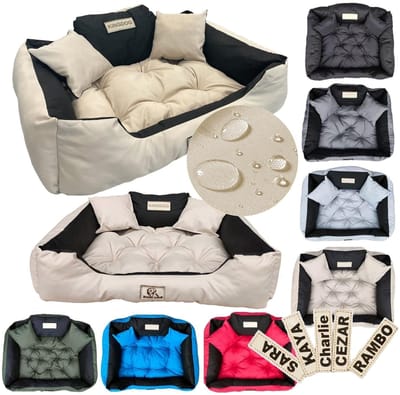 AIO FACTORY KINGDOG Serie - Waterdicht Hondenbed - 130x105 cm - Beveiligd met Cordura - Beige