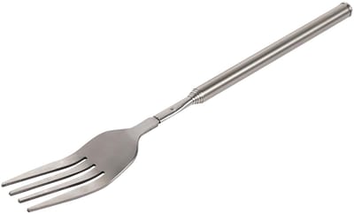 Dailygoods- Uittrekbare Vork - Roestvrij Staal - Lange Handgreep - Verstelbaar 22,1-64,6 cm - Ideaal voor Barbecue/Diner - Geschikt voor Dessert - Bestek
