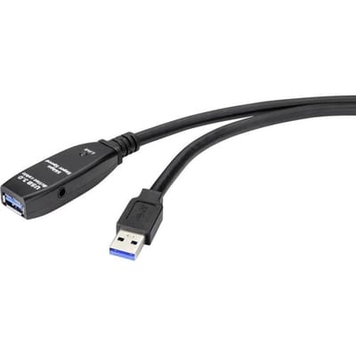 Renkforce RF-4598346 USB-kabel USB 3.2 Gen1 USB-A stekker, USB-A bus 10.00 m Zwart