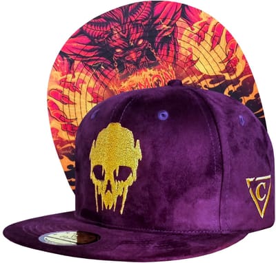 Capiche® Snapback – Demon – Paars Suède & Gouden Draad – Pet Heren – Sportcap – Super Zachte Suède Pet
