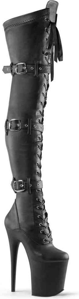 Pleaser - FLAMINGO3028 Plateau Overknee Laarzen - US 12 - 42 Shoes - Zwart