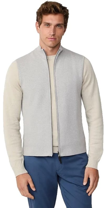 Hackett Milano Gebreid Vest Grijs M Man