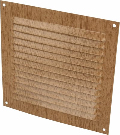 AMIG Ventilatierooster/muurrooster - 150 x 150mm - aluminium - beukenhout look - schoepenrooster
