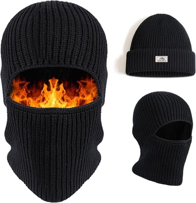 Multifunctionele Balaclava voor Mannen en Vrouwen - Warme Beanie Hoed en Ski Masker, Lichtgewicht, Winddicht en Ademend voor Fietsen en Motor rijden, Twee Stijlen, Zwart
