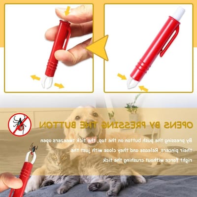 Set van 5 Tekenpincetten voor Honden, Katten en Kinderen, Eenvoudige en Veilige Tekenverwijderaar met 3 Haakjes en 2 Pincetten, Ideaal voor Huisdieren en Mensen