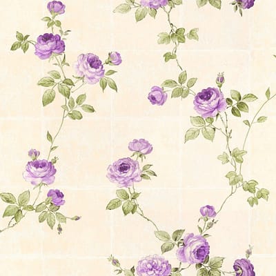 Bloemen behang Profhome 345015-GU vliesbehang licht gestructureerd met bloemen patroon mat purper groen beige 5,33 m2