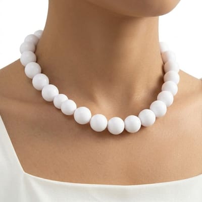 Wit kralen ketting dames statement ketting met grote ronde kralen chunky hals ketting minimalistisch sieraden ontwerp verstelbare sluiting