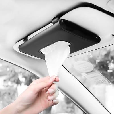 Elegante en praktische handdoekhouder voor auto, universele tissue dispenser voor zonneklep en stoelrugleuning, zwart PU leer, auto-organizer met stijl