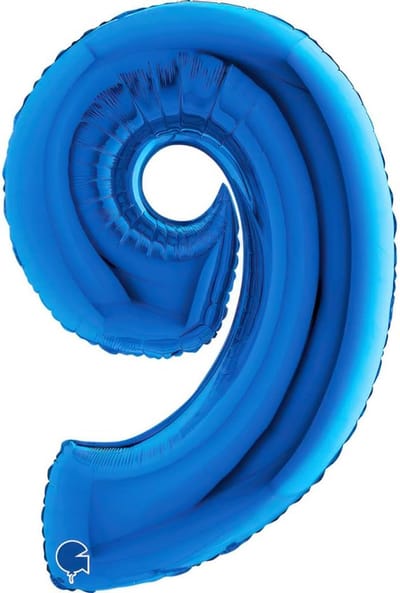 PartyMarty Grabo_009B-P Ballon getal in blauw - XXL reuzengetal 100 cm - voor verjaardag jubileum & co - negen - party cadeau decoratie folie ballon lucht ballon Happy Birthday (getal 9)
