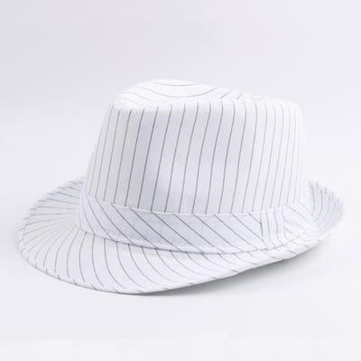 Lente en Herfst Britse Zwart-Witte Gestreepte Stof Jazz Fedora Hoeden Heren Nieuw Casual Veelzijdig Koppel Zon Hoed Buiten wit
