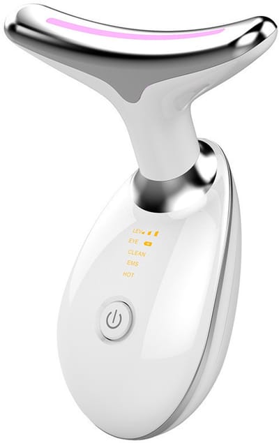 Oneay Gezichtsmassageapparaat – 7 kleuren LED lichttherapie voor huidverzorging – Anti-aging massager voor gezicht en hals – Wit