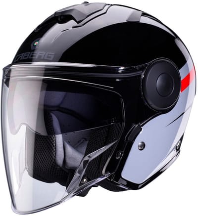 Caberg Soho Zephir Zwart Grijs Rood Jethelm - Maat M - Helm