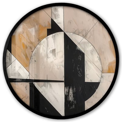 Poster in lijst Rond - Fotolijst 40x40 cm - Posters - Abstract - Modern - Geometrisch - Pastel - Ronde posterlijst zwart - Decoratie - Wanddecoratie woonkamer - Muurdecoratie slaapkamer