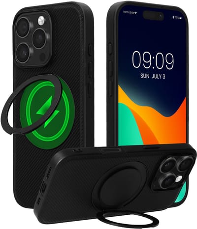 kwmobile Hoesje voor Apple iPhone 16 Pro Max Smartphonehoesje – Case compatibel met MagSafe – Cover met ringstandaard