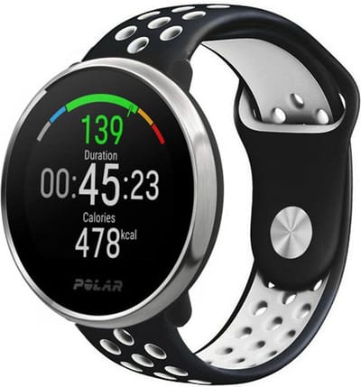 Strap-it Ademend siliconen sport bandje - geschikt voor Polar Unite / Ignite / Ignite 2 / Ignite 3 / Pacer - zwart/wit