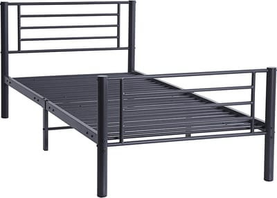 Interiax Otis Bed - Donkergrijs Metaal - 90x200 cm - Inclusief Lattenbodem