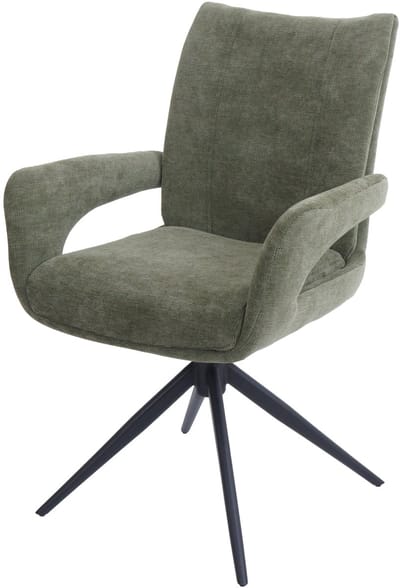Eetkamerstoel MCW-O78, keukenstoel, draaibaar met automatische terugkeer, stof/textiel chenille (310 g/m²) Öko-Tex ~ groen