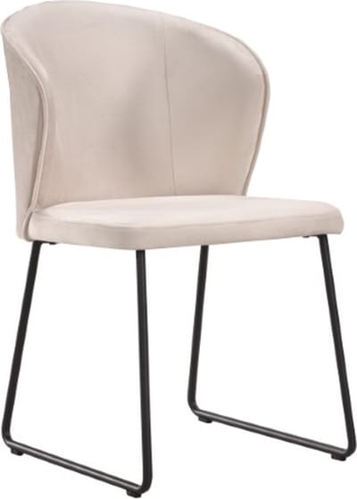 Soof&Tess - Set van 6 - Amalfi Eetkamerstoel - Beige - Fluweel - Velvet - Industrieel - Met armleuning - Easy Clean Stoffen - Hoge Kwaliteit