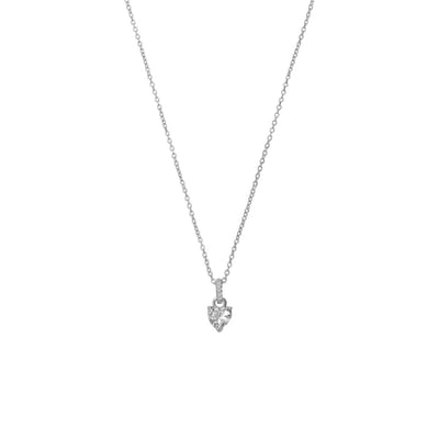 Lucardi Dames Zilveren ketting met hanger hart zirkonia - Ketting - 925 Zilver - Zilverkleurig - 45 cm