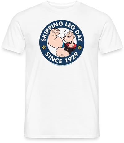 Popeye Skipping Leg Day Since 1929 T-Shirt Heren