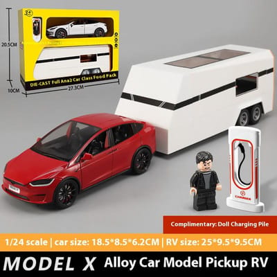 1:24 Model Y Model X Model S Trailer Rv Legering Diecast Metaal Auto Model Gesimuleerd Speelgoed Voertuig Collecties Hobby Verjaardagscadeaus Jongen