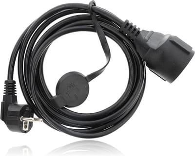 Waterdichte klasse IPx4 Schuko verlengsnoer- hoekstekker stopcontact type F- 3 x 15 mm² 3 m zwart