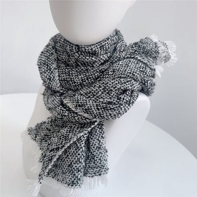 XL-190*50 Stijlvolle Warmte voor de Winter – Zwart-Witte Sjaal in Koreaanse Stijl met Engelse Vibes