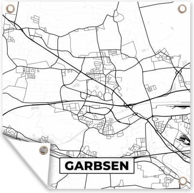 Tuin poster Plattegrond - Garbsen - Kaart - Stadskaart - 200x200 cm - Tuindoek