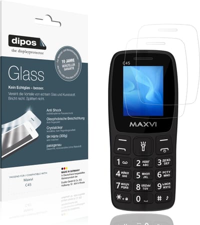 dipos – 2x Pantserfolie geschikt voor Maxvi C45 | 9H Screenprotector