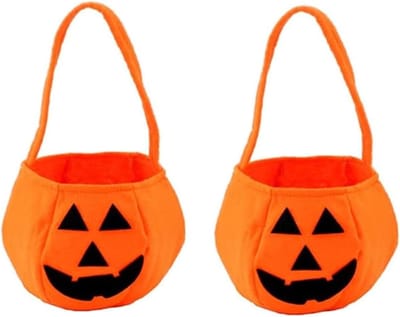 Halloween Pompoen Trick or Treat Tas - 2 Stuks - Halloween Snoepzak - Pompoen Tas