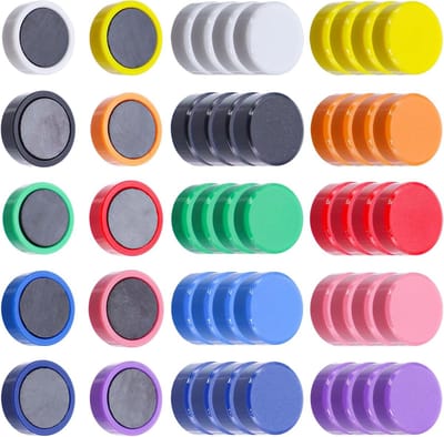 50 Kleurrijke Magneten voor Magnetisch Bord, Koelkast, Whiteboard - Sterke Decoratieve Rondjes voor School, Foto's en Lockers (10 Kleuren)