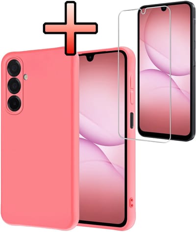 Hoesje - Met Screenprotector - Geschikt voor Samsung Galaxy A17 - Sterk & Shockproof - Back Cover - Siliconen Case - Telefoon Hoes - Lichtroze