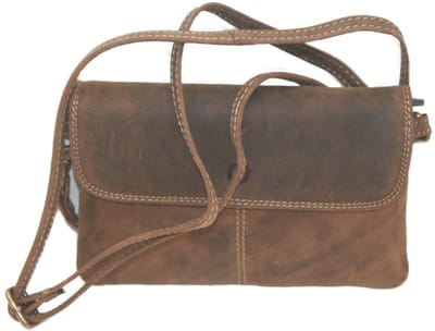 Oi Hunter bruine lederen envelop tasje / Clutch / zeer plat en compact gelegenheidstasje / dames schoudertasje enveloppe model / bruin leer / 258H