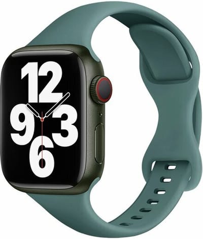 By Qubix - Geschikt voor Apple Watch bandje - Siliconen sportbandje Slim Fit - Groen - Geschikt voor Apple Watch 44mm / 45mm / 46mm / 49mm (Ultra 1,2 en 3) - siliconen sport bandje - smartwatchbandje