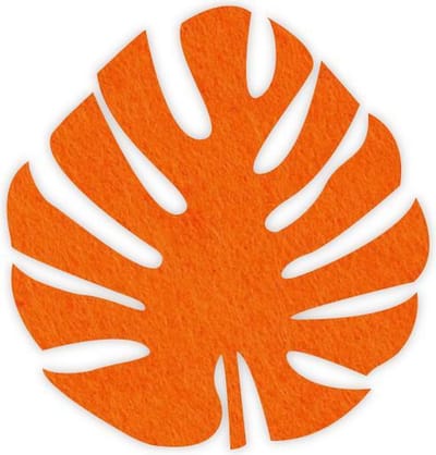 Monstera blad vilt onderzetter - Oranje - 6 stuks - Ø 9,5 cm Rond - Glas onderzetter - Cadeau - Woondecoratie - Woonkamer - Tafelbescherming - Onderzetters Voor Glazen - Keukenbenodigdheden - Woonaccessoires - Tafelaccessoires