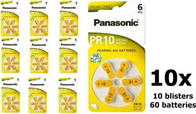 60 Stuks (10 Blister a 6st) Panasonic 10 MF Gehoorapparaat batterijen