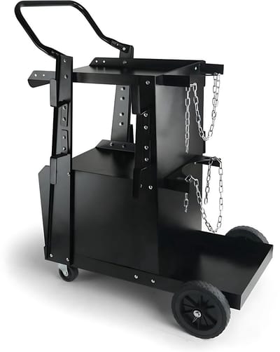 Lastafel 2 schappen - Laswagen - Laskar - Voor lasapparaten - Lastrolley - met 2 gasfleshouders - max 120kg
