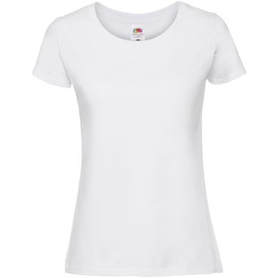 Fruit Of The Loom Vrouwen / Dames Fit Ringgesponnen Premium Tshirt (Wit)