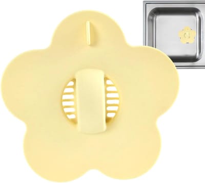 Haarvanger Badkamer - Afvoerzeefje Bloem - Verstopping Voorkomen - Decoratief Ontwerp - 8x8 cm - Geel