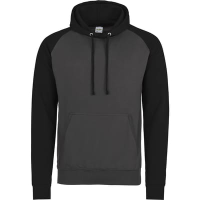 Just Hoods Baseball Hoodie JH009 - Charcoal (Heather)/Jet Black - S