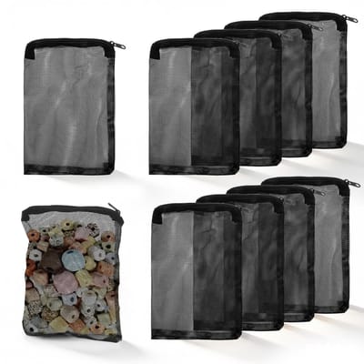 Dailygoods- Filterzakken 10 stuks - Netfilterzak met ritssluiting - Herbruikbare Aquariumfilterzakken - Voor Actieve Kool/Bio-ballen - Ammoniakverwijderaar - 10 x 15 cm - Filtertas