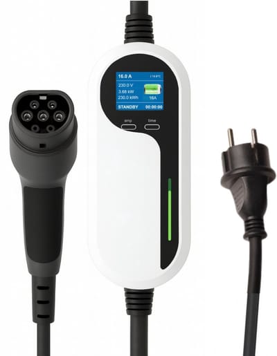 Mobiele Thuislader Type 2 Stekker - Laden via Stopcontact - 5M - 3,7kW IP67 Waterdicht - 6A/8A/10A/13A/16A - 1 Fase - TPU kabel - Uitgesteld laden functie - Timer functie - Memory Functie - 2 jaar garantie - Mobiele lader type 2 naar Schuko