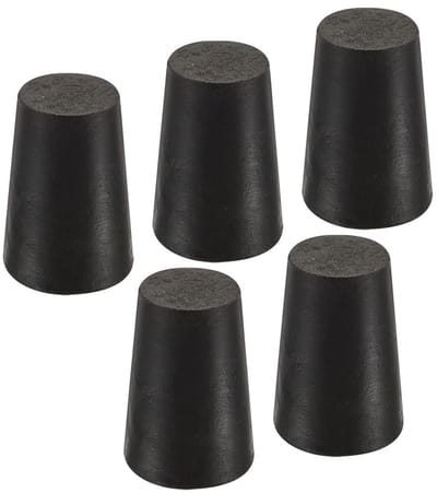 Set van 5 Rubber Stoppen voor Hoge Temperatuur - Taper Caps voor Gatbescherming in Laboratoria en Industrie (Zwart, 13mm tot 17mm)