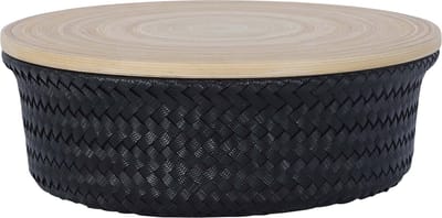 Handed By Wonder M - Opbergmand rond met deksel - zwart