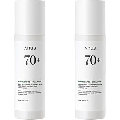 ANUA Heartleaf 70 Dagelijkse Lotion 200ml ×2 | Lichte, verzachtende moisturizer voor de gevoelige huid white