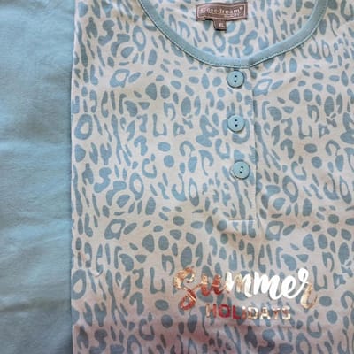 Cocodream dames set 3/4 broek - 100% katoen - maat XL - Summer holidays - blauw