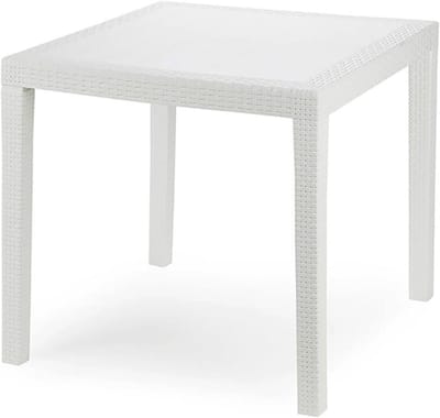 Bistrotafel - Klein Tafelblad - Buiten Zitten - Weerbestendig Kunststof - 79x79x72 cm - Wit